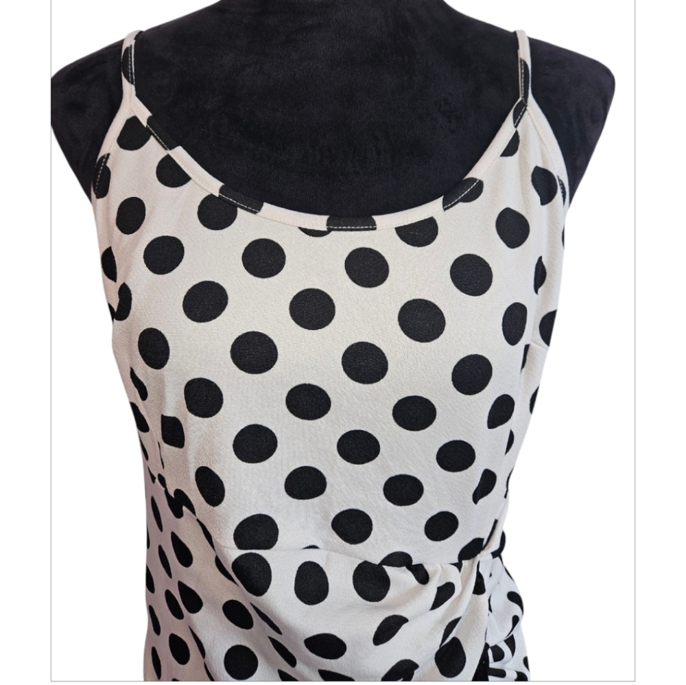 Venus Black And White Polka Dot Fringe Party Dress - Size Large - Picture 4 of 8